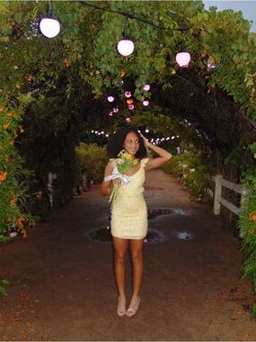 Yellow Sequin homecoming Dress